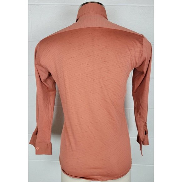 Vintage Gimbels Mens Pink Polyester Button Front Disco Shirt M - Picture 4 of 9